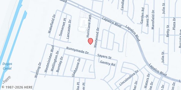 Map showing Mt. Calvary International Worship Center at 1600 Westwood Dr., Marrero, LA