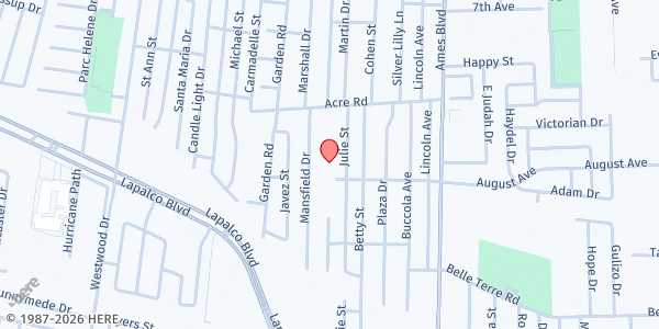 Map showing Second Zion Baptist Church at 6520 Second Zion Ave., Marrero, LA
