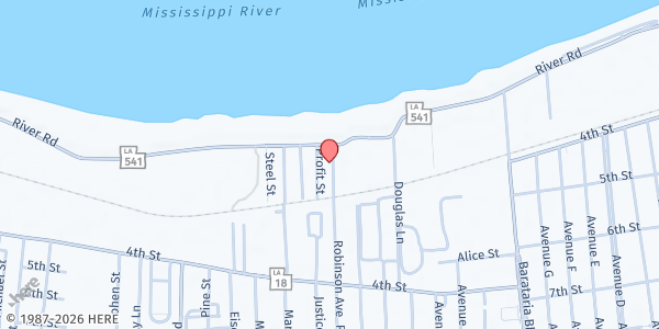 Map showing St. Joseph MBC at 236 Robinson Ave., Marrero, LA