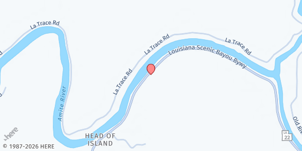 Map showing Second Zion Baptist Church at 19876 LA-22, Maurepas, LA