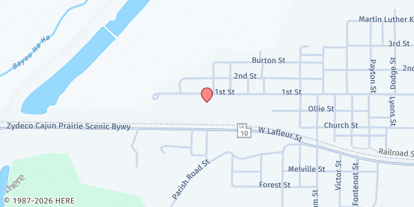 Map showing Town of Melville at 1105 1st. Street, Melville, LA