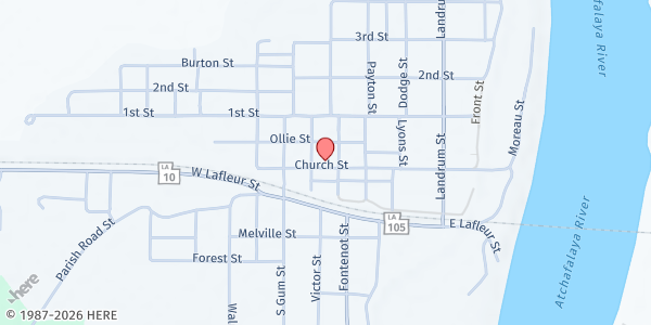 Map showing Town of Melville Mobile Pantry - Church Street at 516 Church St., Melville, LA