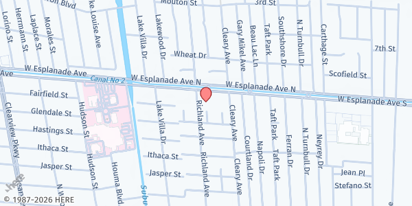 Map showing St. Clement of Rome Church at 4317 Richland Ave, Metairie, LA