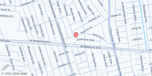 Map showing St. Edward The Confessor SVDP at 4921 West Metairie Ave, Metairie, LA