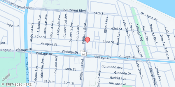 Map showing Victory Church Food Pantry at 5708 Airline Dr., Metairie, LA