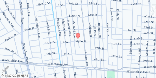 Map showing Vintage Church at 3927 Rayne St, Metairie, LA