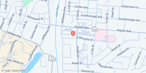 Map showing First Presbyterian Church at 114 Bienville St, Natchitoches, LA