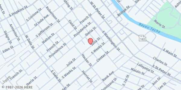 Map showing Mt. Calvary B. C. Food Bank - Main Location at 418 Julia St., New Iberia, LA