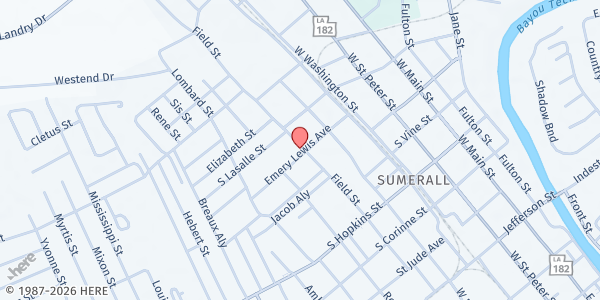 Map showing Mt. Olive BC #2 at 805 Field St., New Iberia, LA
