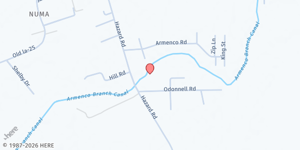 Map showing Perro Blessing Outreach Ministry Inc at 4805 Hazard Rd, New Iberia, LA