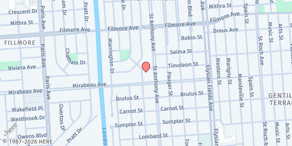 Map showing Beacon Light International Baptist Cathedral at 1937 Mirabeau Ave., New Orleans, LA