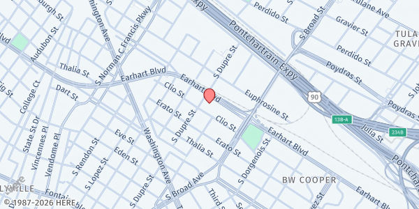 Map showing Bridge House Corporation - Earhart Blvd at 4150 Earhart Blvd, New Orleans, LA