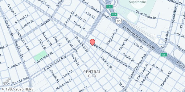 Map showing First Evangelist Housing and Community Development Corp. at 2826 MLK Junior Blvd., New Orleans, LA