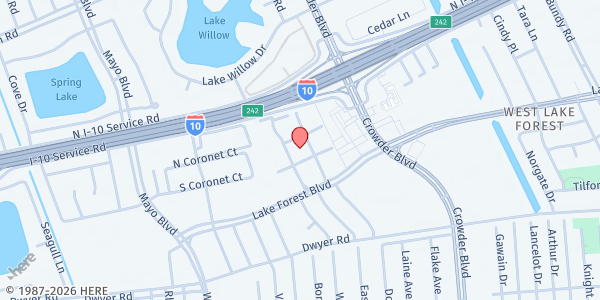 Map showing Franklin Avenue Baptist Church at 8181 Lake Forest Blvd., New Orleans, LA