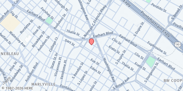 Map showing Gert Town/Hollygrove Warehouse Pantry at 4518 Thalia St., New Orleans, LA