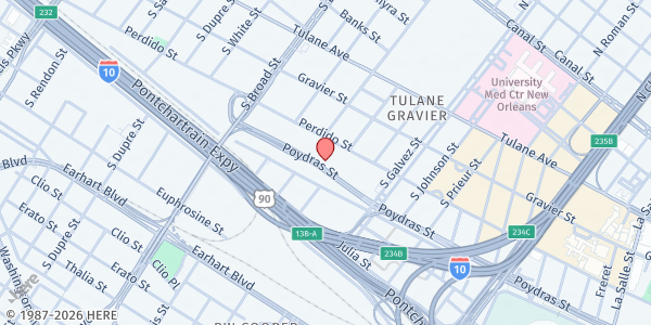 Map showing Grace Outreach at 2237 Poydras Ave, New Orleans, LA