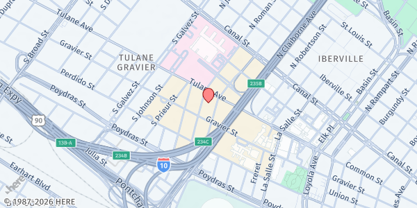 Map showing Lantern Light, Inc. at 1802 Tulane Ave., New Orleans, LA