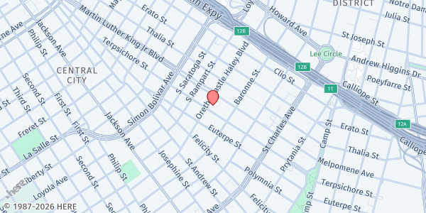 Map showing Living Witness Ministry at 1528 Oretha Castle Haley Blvd., New Orleans, LA