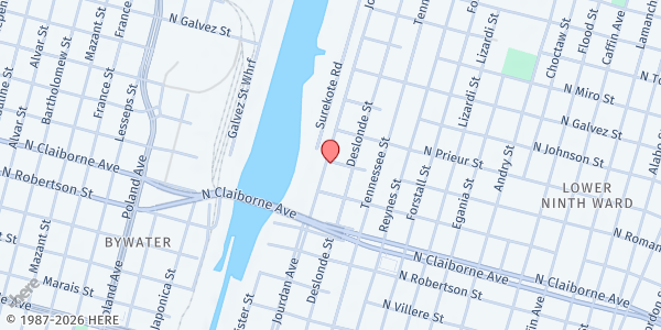 Map showing Lowernine.org Food Pantry at 1739 Jourdan Ave., New Orleans, LA