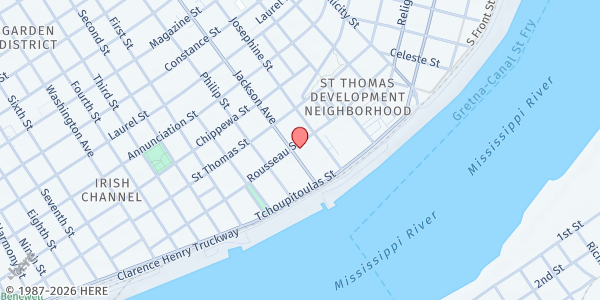 Map showing Mercy Endeavors Seniors at 457 Jackson Ave, New Orleans, LA