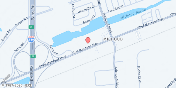 Map showing MQVN Community Development Corp. Inc. - Mobile Food Pantry at 13085 Chef Hwy., New Orleans, LA