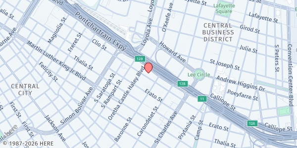 Map showing New Orleans Mission at 1130 Oretha Castle Haley Blvd, New Orleans, LA