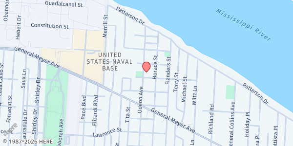 Map showing Olive Branch Baptist Church at 1134 Odeon Ave., New Orleans, LA