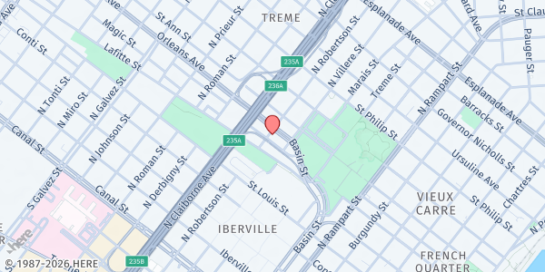 Map showing Peoples Community Organization at 709 N. Robertson St., New Orleans, LA