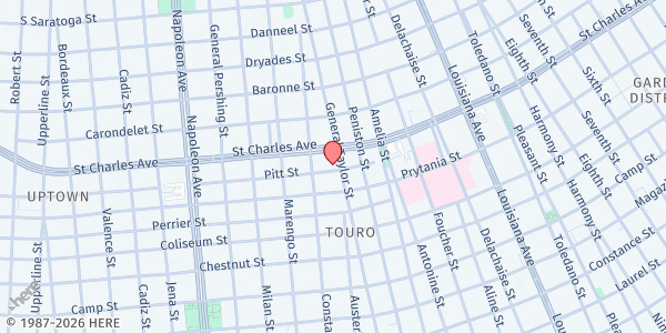 Map showing Rayne Memorial UMC at 3925 Pitt St., New Orleans, LA