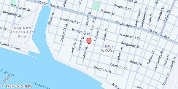 Map showing Sankofa Community Development Corporation Fresh Food Pantry at 5200 Dauphine St., New Orleans, LA