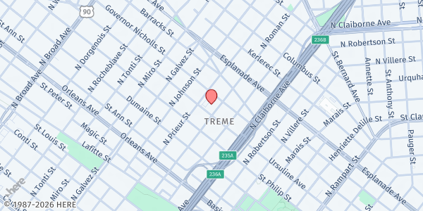 Map showing St. James Methodist Church at 1925 Ursulines Ave., New Orleans, LA