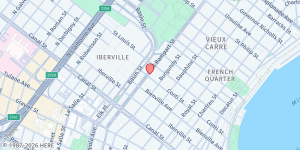 Map showing St. Jude Community Center at 400 N. Rampart St., New Orleans, LA