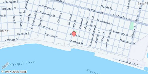 Map showing St. Jude Community Center at 3300 Royal St., New Orleans, LA