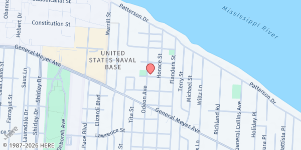 Map showing TCA - Olive Branch Baptist Church at 1140 Odeon Blvd, New Orleans, LA