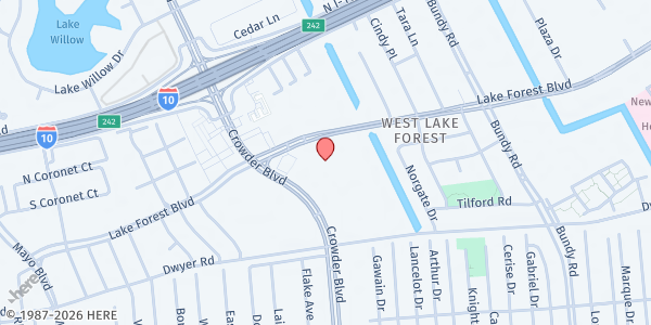 Map showing The Upperroom Bible Church at 8600 Lake Forest Blvd, New Orleans, LA