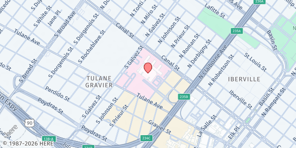 Map showing University Medical Center at 2000 Canal St., New Orleans, LA