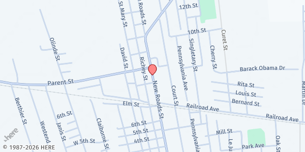 Map showing Pointe Coupee Community Advancement at 805 New Roads Street, New Roads, LA