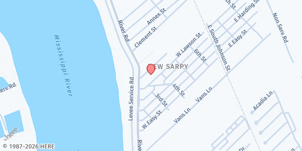 Map showing St. Charles Parish Dept of Comm Serv / New Sarpy at 14564 River Rd., New Sarpy, LA