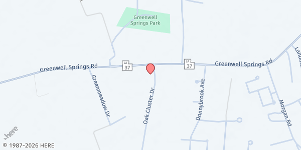 Map showing Central Senior Center at 6923 Oak Cluster Dr., Oak Cluster, LA