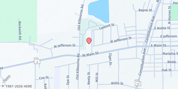 Map showing Comfort Corner at 201 Lamont St., Oak Grove, LA