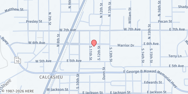 Map showing Oakdale Community Center at 333 E. 6th Ave., Oakdale, LA