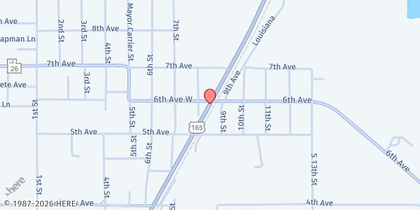 Map showing Oberlin Mobile Pantry - Oberlin Tourist Commission at 8904 Hwy 165, Oberlin, LA