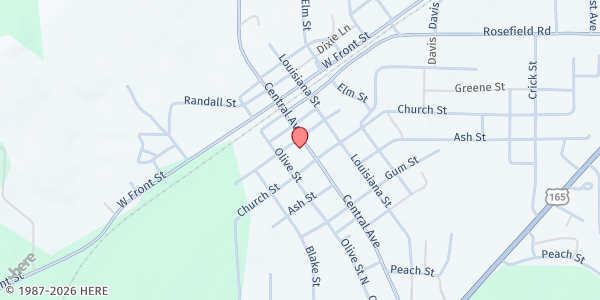 Map showing Olla Town Hall at 2628 Central Ave, Olla, LA