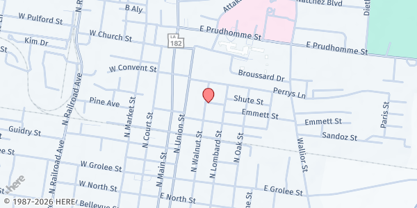 Map showing Holy Ghost Community Diner at 742 Walnut St., Opelousas, LA