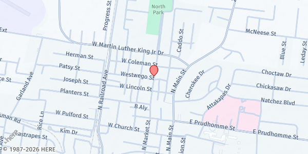 Map showing I.C.O.N.S. at 1411 MARKET ST., Opelousas, LA