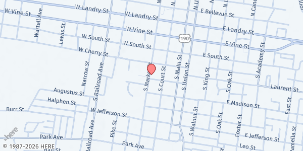 Map showing St. Mark UMC at 534 S. Market St., Opelousas, LA