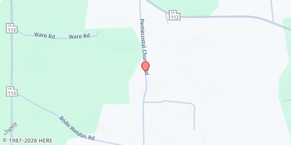Map showing Six Mile Pentecostal Church at 188 6th Mile, Pitkin, LA
