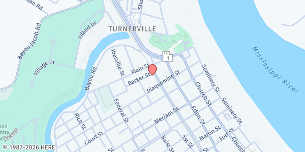 Map showing G.U.M.B.O. (Global United Mission Benefiting Ourselves/Others) at 23440 Railroad Avenue, Plaquemine, LA
