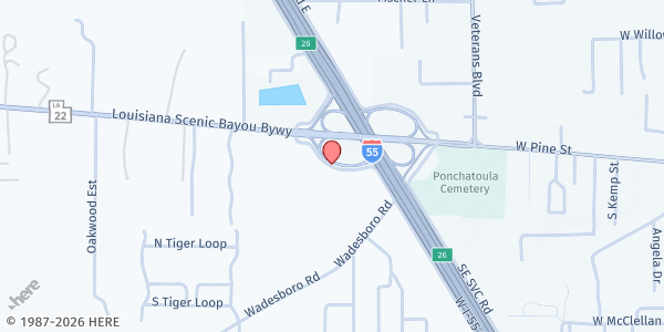 Map showing Westside Baptist Church at 40375 W. I-55 Serv. Rd, Ponchatoula, LA