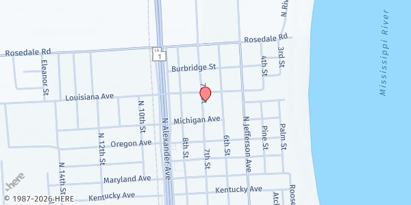 Map showing Port Allen Food Pantry at 850 7th St., Port Allen, LA